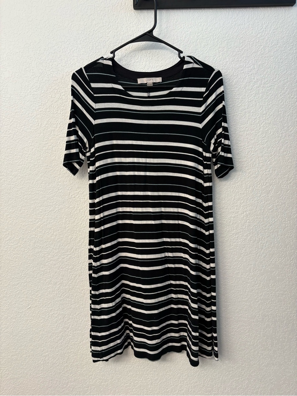 LOFT Black & White Horizontal Stripe Tee Dress